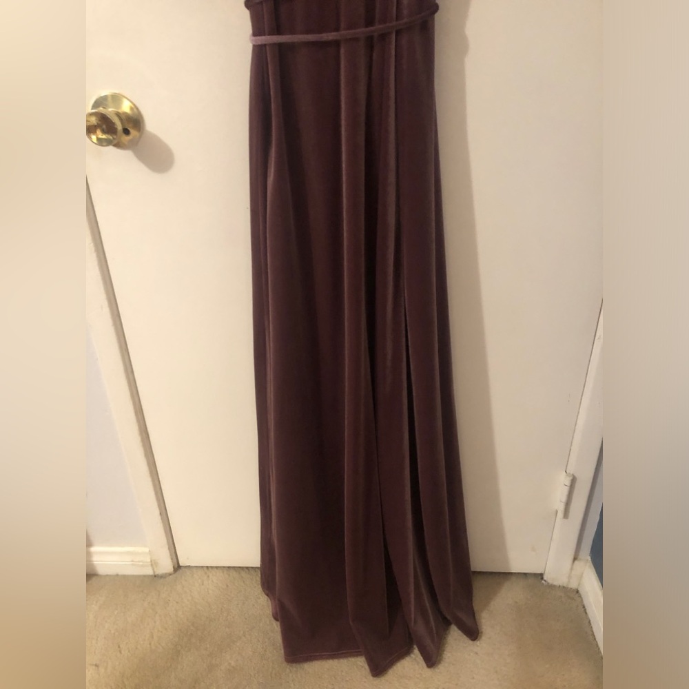 NWT Promesa Maxi Wrap Dress Flutter Sleeve Dark Pink Velvet V Neck Party Prom M - Picture 8 of 10